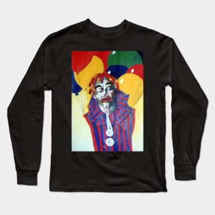 Rainbow Clown with Balloons- Painting by Avril Thomas Adelaide Artist Long Sleeve T-Shirt